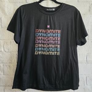 BTS Dynamite Logo Black Graphic Tee Women's Plus Size 2XL